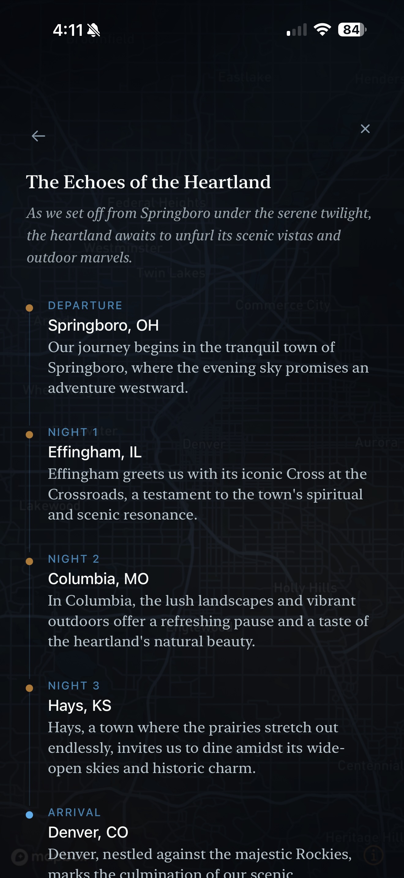 VELA road trip planner confirmed